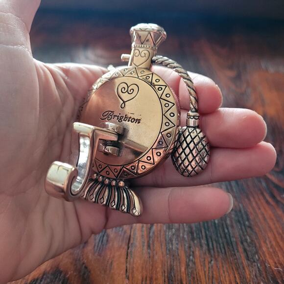 Brighton Perfume Bottle Clock Etched Silver Design Bottle Shaped - Picture 4 of 5